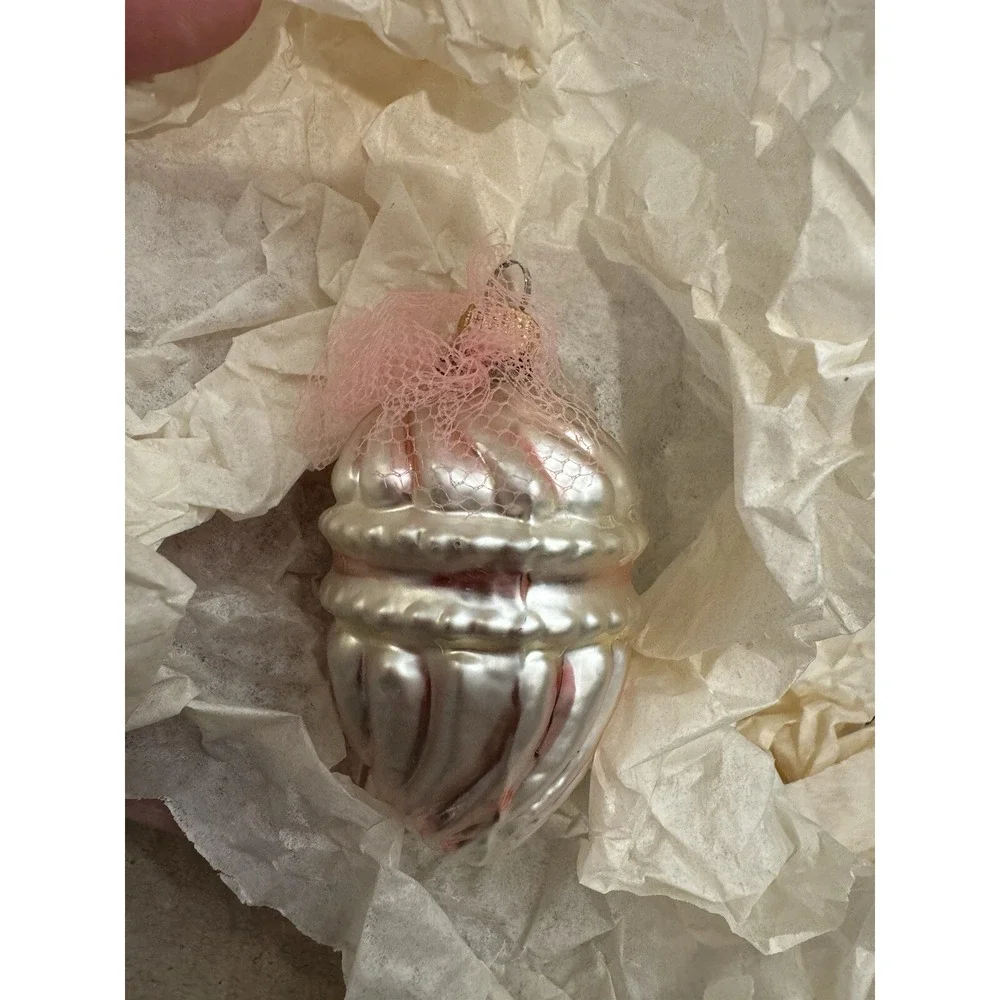 Lauscha Glas‎ Collection Christmas Ornaments VTG Pink Ballerina Hearts Set Of 8